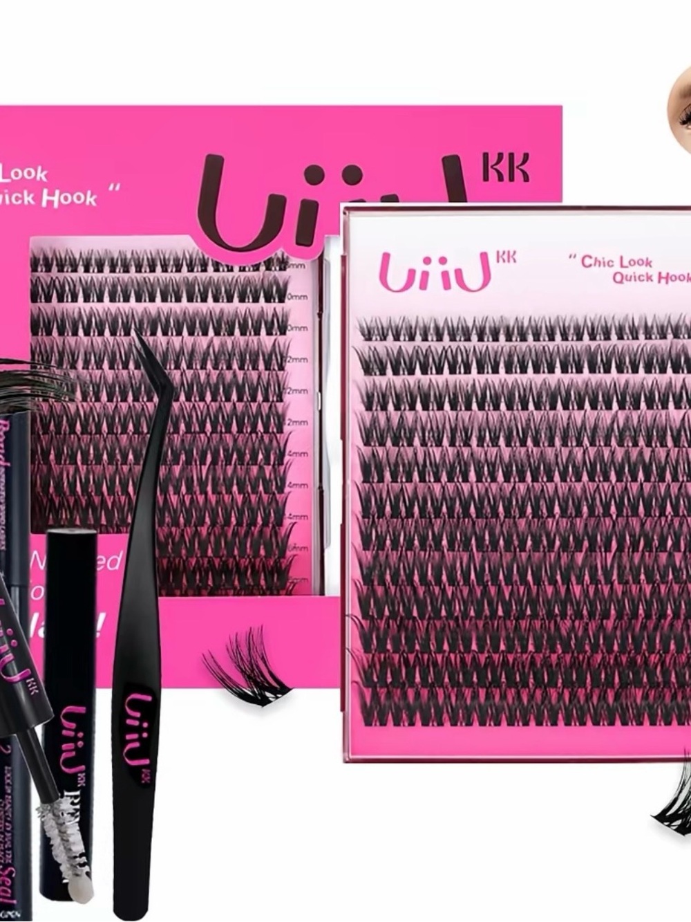 UiU Pink Cluster Lash Extensions Kit for Voluminous Eyes